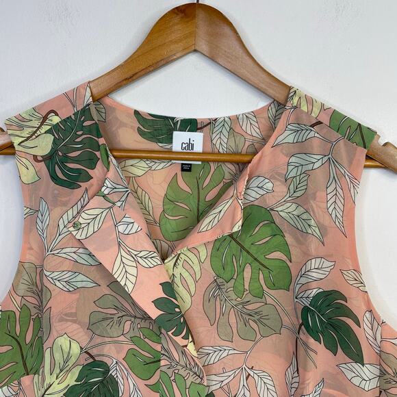 Cabi Monstera Tropical Flowy Sleeveless Tank Top Blouse preppy 5351 Womens M - Picture 7 of 14
